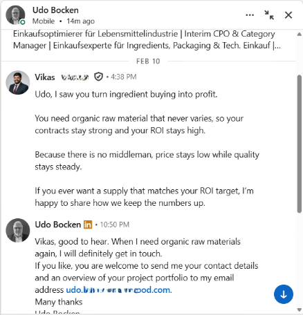 Export campaign results for Organics client — example 2