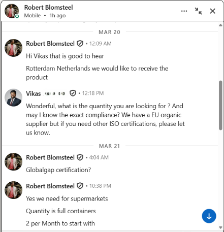 Export campaign results for Organics client — example 4