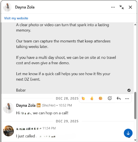 Photo-Video campaign results for Professional Services client — example 1